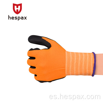 Guantes de nitrilo de microfoam de calibre Hespax Orange 15